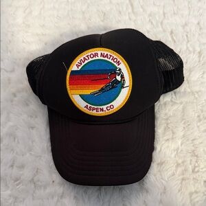 Aviator Nation Black Hat with Rainbow Patch